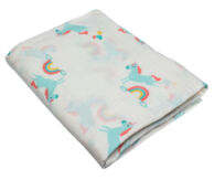Муслиновая пеленка Голубой единорог (хлопок)