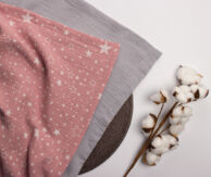 Муслиновый плед Звезды на пудре/Серый, 100 x 120 см, 4 слоя