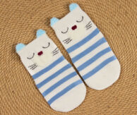 Носочки объемные Кот и голубые полосы
