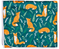 Впитывающая пеленка Лисички на зеленом (бамбук-уголь) 70*120