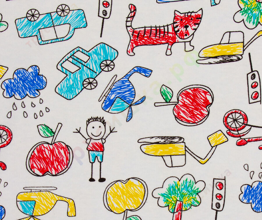 Двусторонняя непромокаемая пеленка Детский рисунок (трикотаж)