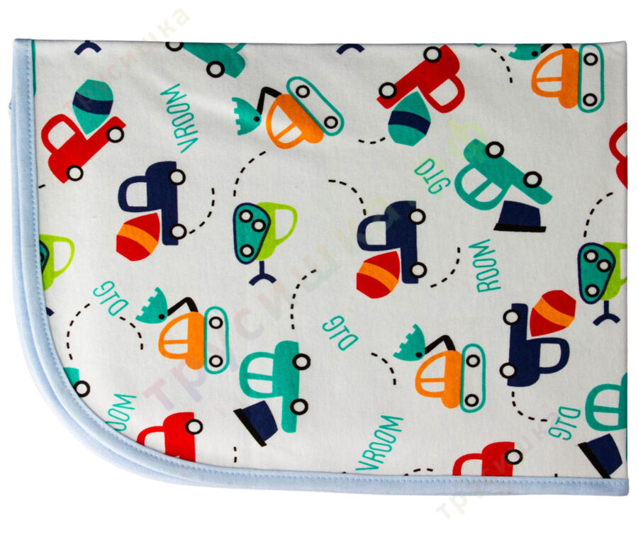 Двусторонняя непромокаемая пеленка Строительные машины (трикотаж)