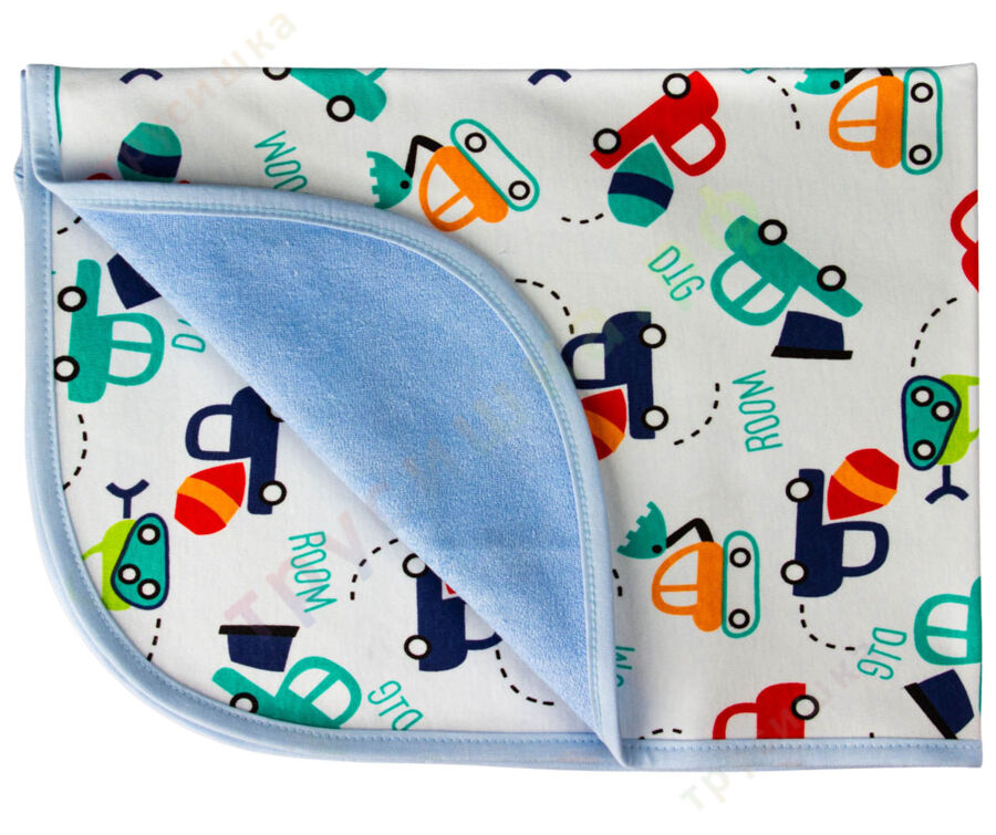 Двусторонняя непромокаемая пеленка Строительные машины (трикотаж)