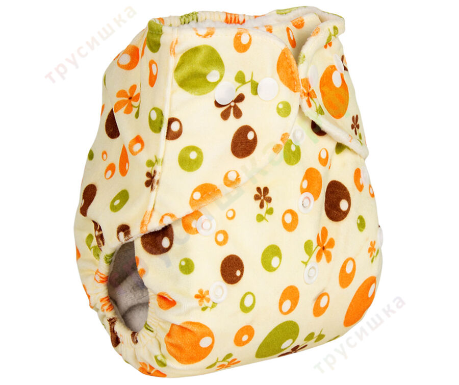 Ikawa Плюш (микрофлис) Оранжевые и коричневые цветы