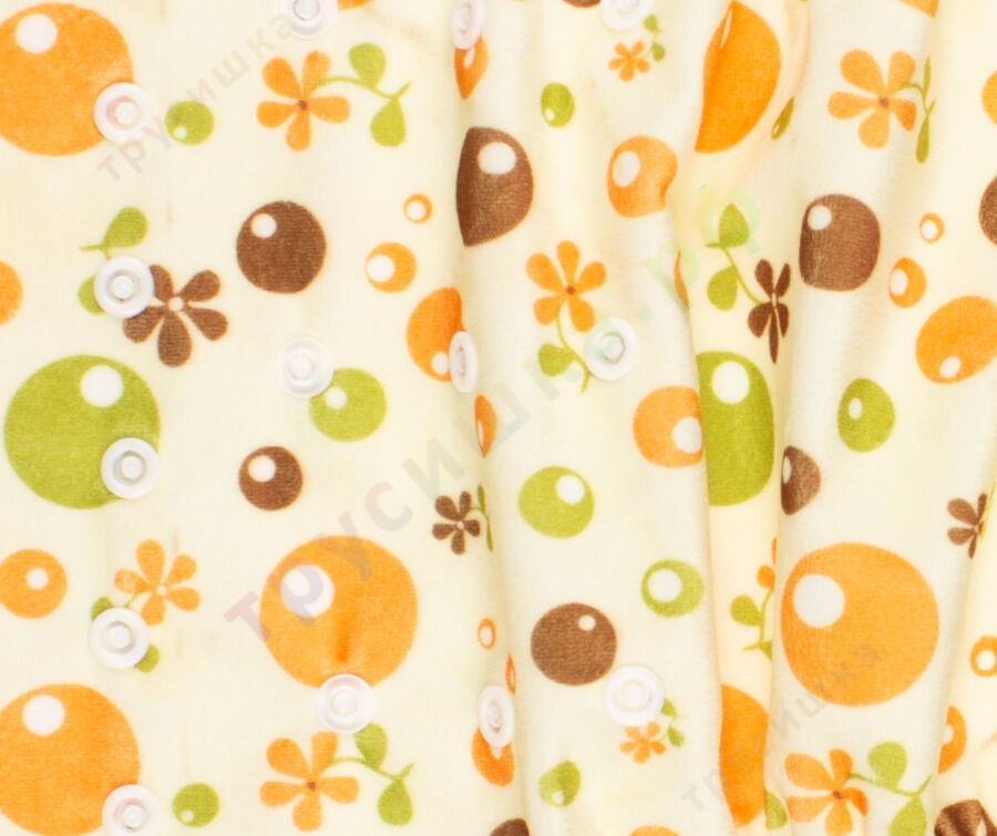 Ikawa Плюш (микрофлис) Оранжевые и коричневые цветы