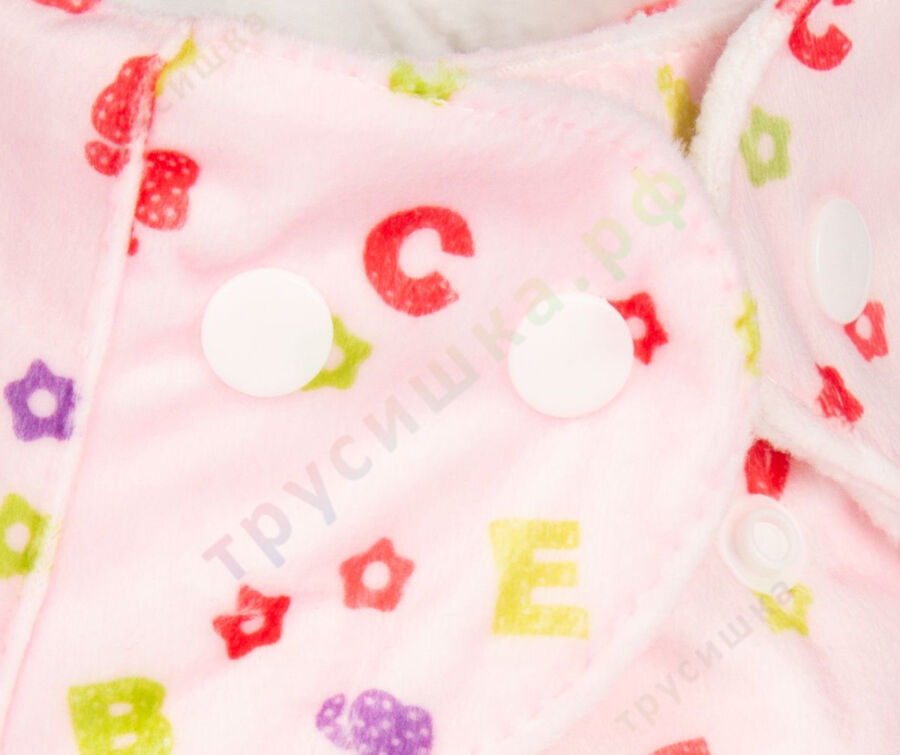 Ikawa Плюш (микрофлис) Розовые буквы