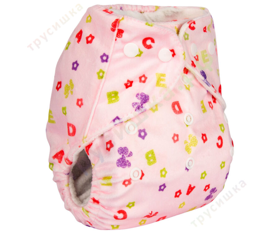 Ikawa Плюш (микрофлис) Розовые буквы