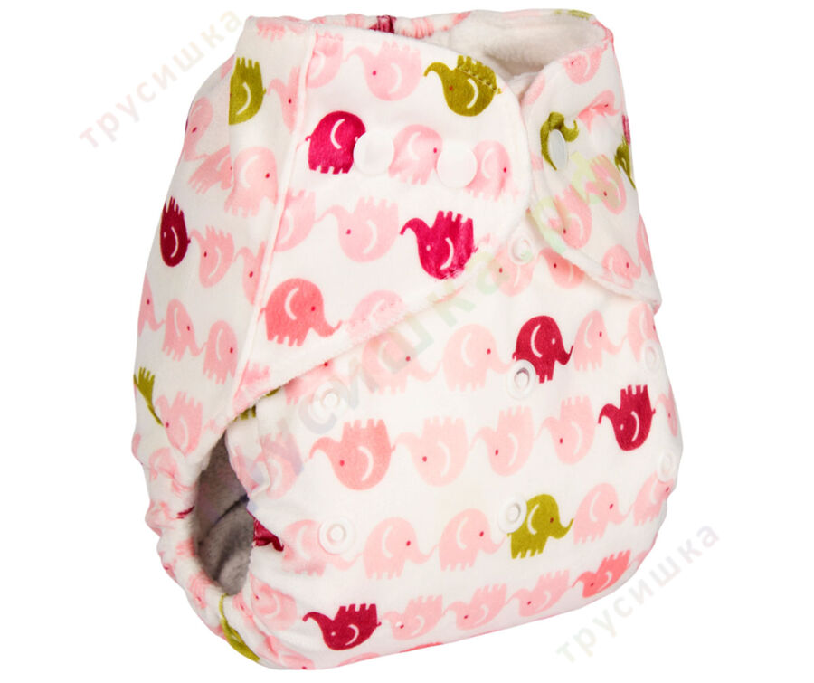 Ikawa Плюш (микрофлис) Розовые слоники