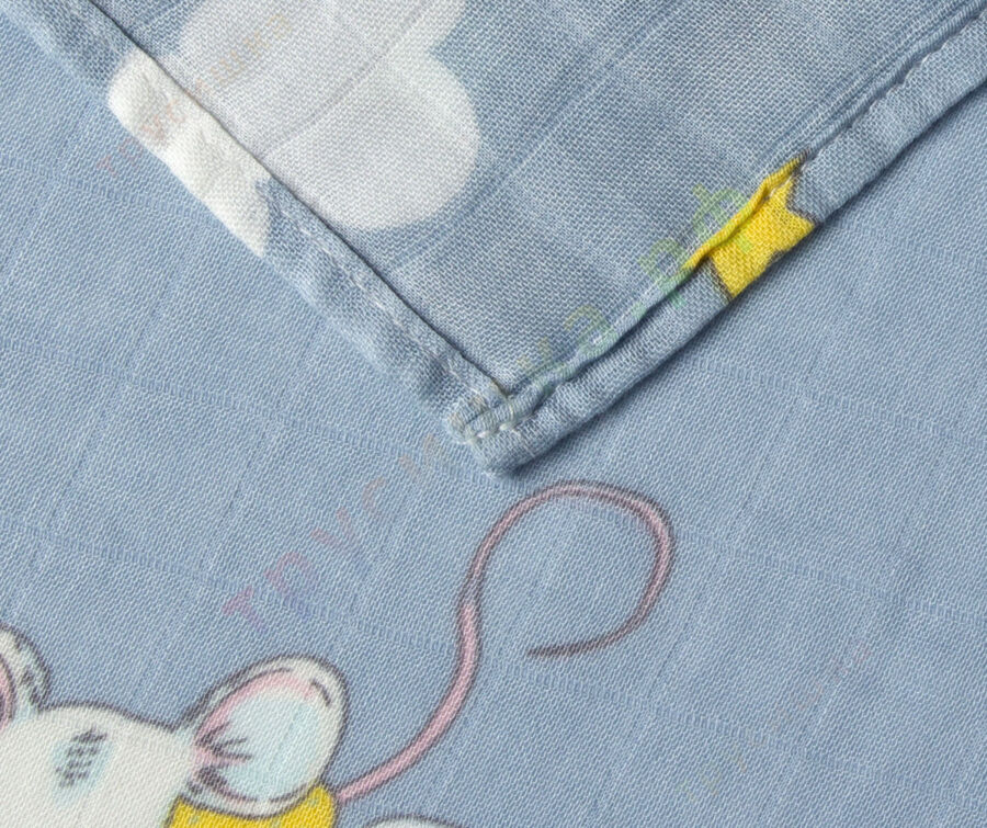 Муслиновая пеленка Мышонок и месяц (бамбук-хлопок)