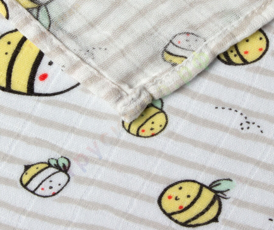 Муслиновая пеленка Полосатые пчелки (бамбук-хлопок)