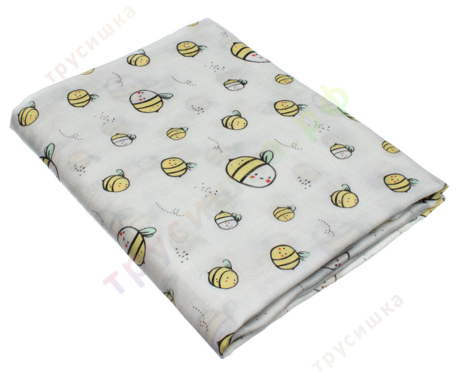 Муслиновая пеленка Полосатые пчелки (бамбук-хлопок)