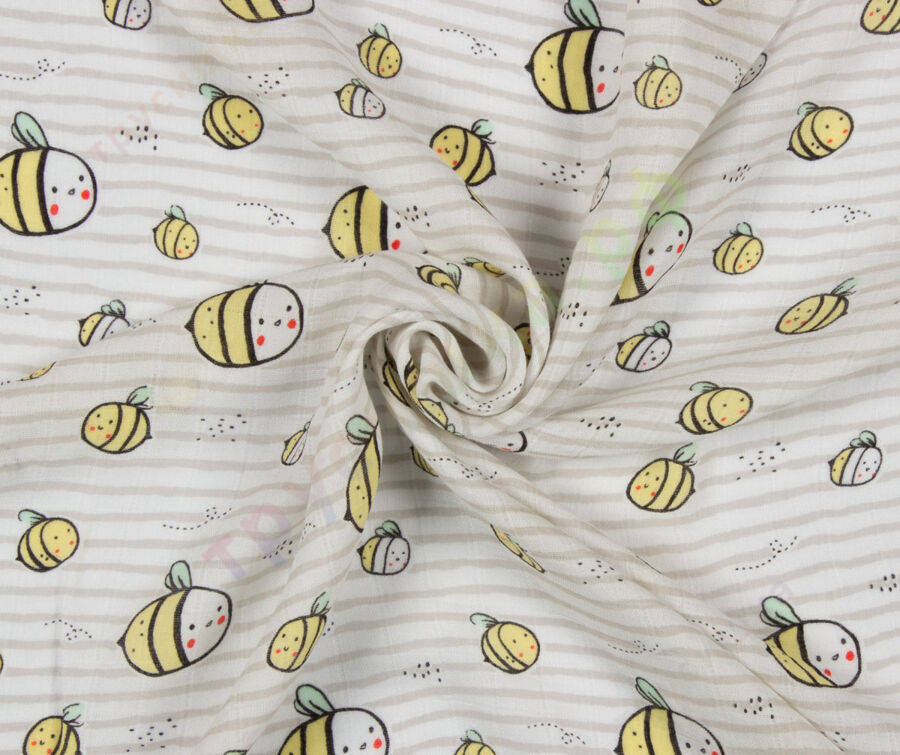 Муслиновая пеленка Полосатые пчелки (бамбук-хлопок)