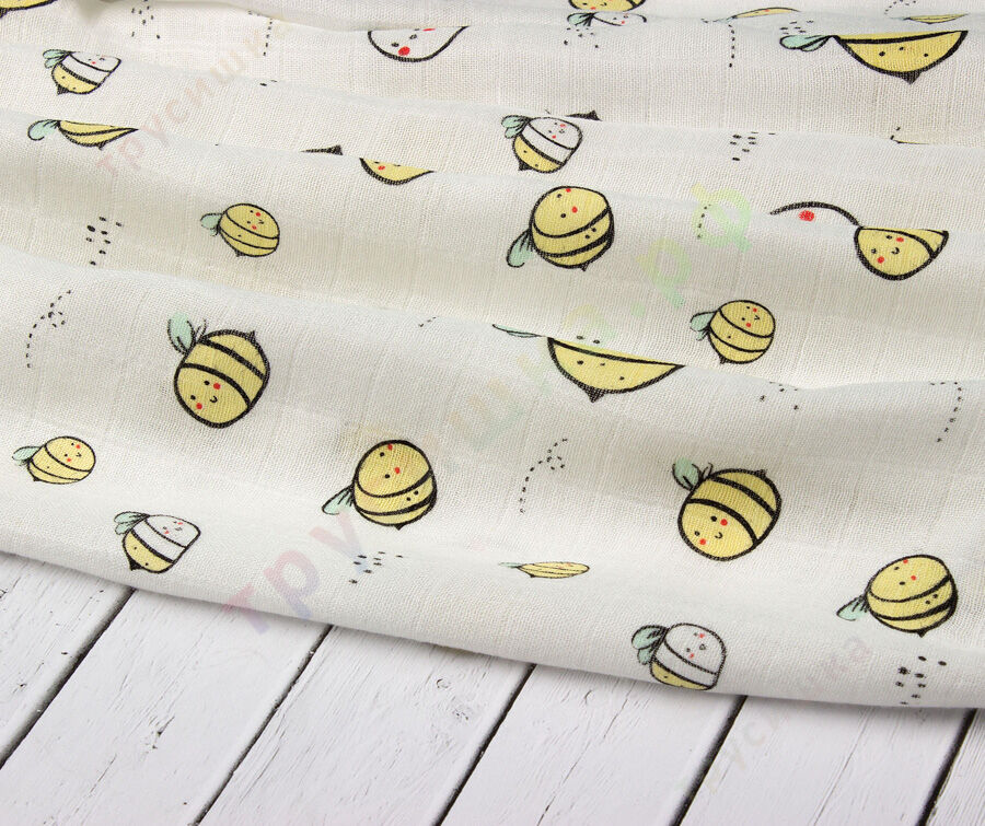 Муслиновая пеленка Полосатые пчелки (бамбук-хлопок)