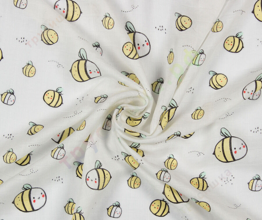 Муслиновая пеленка Полосатые пчелки (бамбук-хлопок)