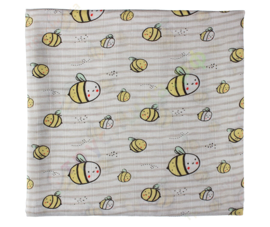 Муслиновая пеленка Полосатые пчелки (бамбук-хлопок)