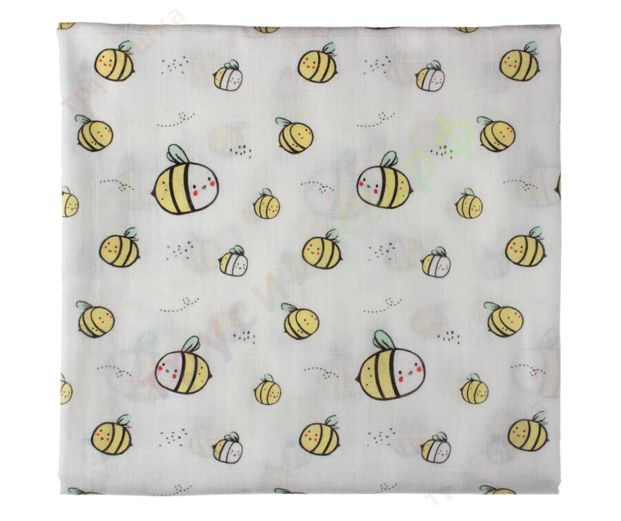 Муслиновая пеленка Полосатые пчелки (бамбук-хлопок)