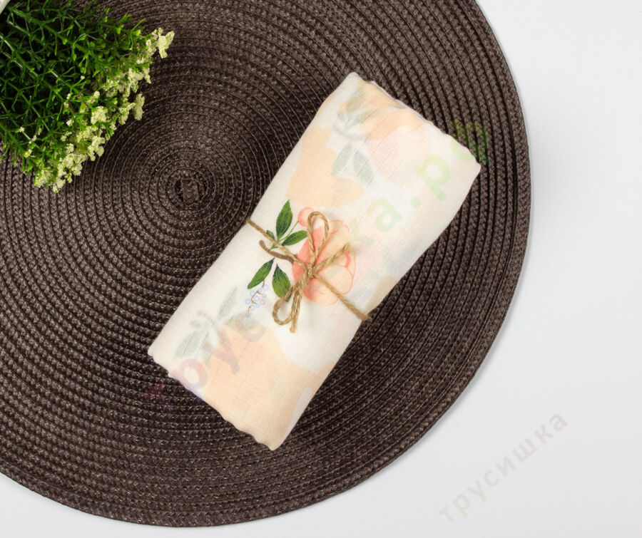 Муслиновая пеленка Розовые пионы (хлопок)