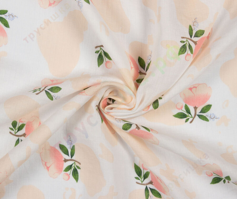 Муслиновая пеленка Розовые пионы (хлопок)