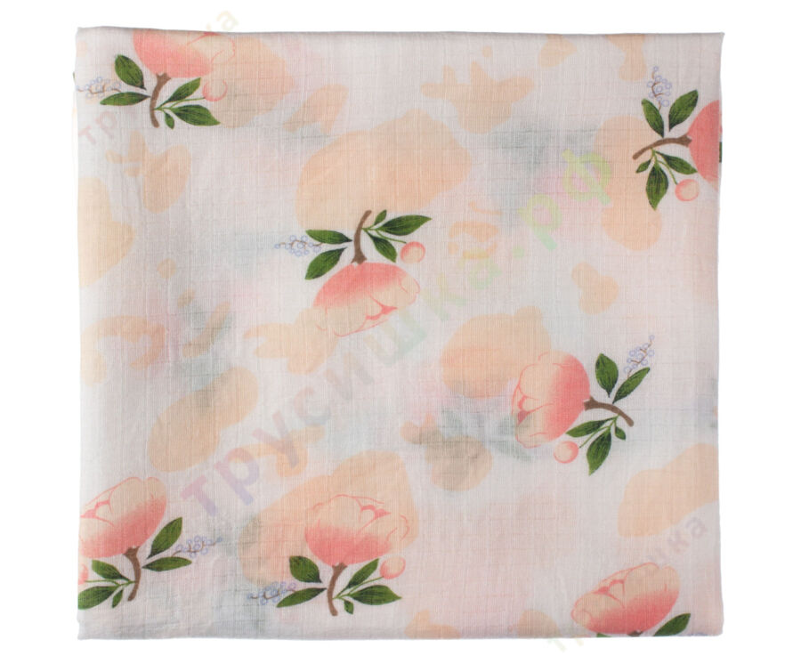 Муслиновая пеленка Розовые пионы (хлопок)