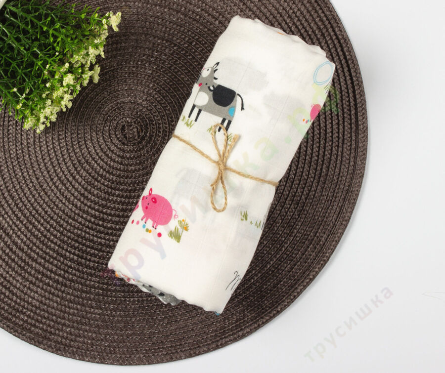 Муслиновая пеленка В деревне (бамбук-хлопок)