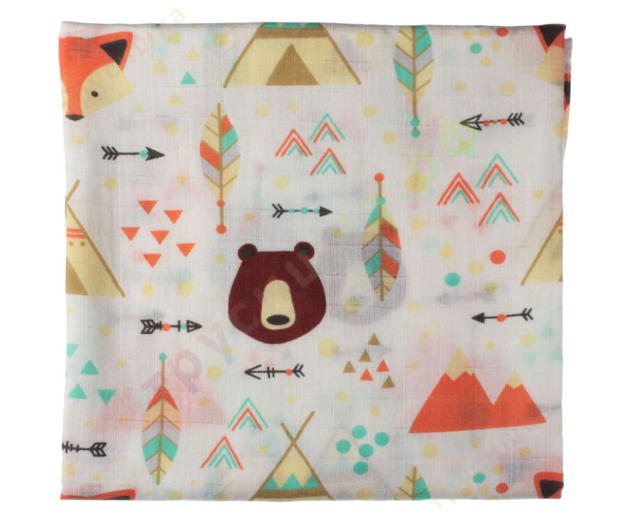 Муслиновая пеленка Вигвам и медведь (бамбук-хлопок)