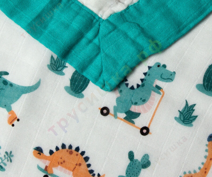 Муслиновое одеяло Динозаврики, бамбук-хлопок, 4 слоя