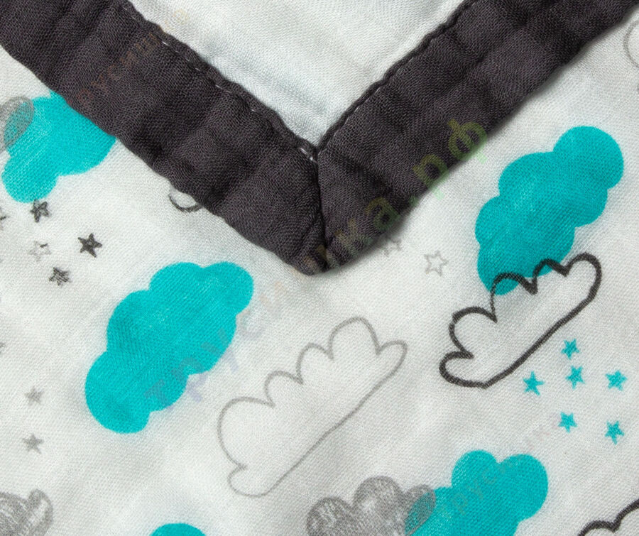 Муслиновое одеяло Голубые облака, бамбук-хлопок, 6 слоев