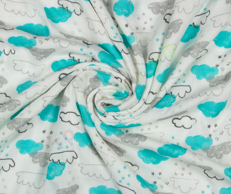 Муслиновое одеяло Голубые облака, бамбук-хлопок, 6 слоев