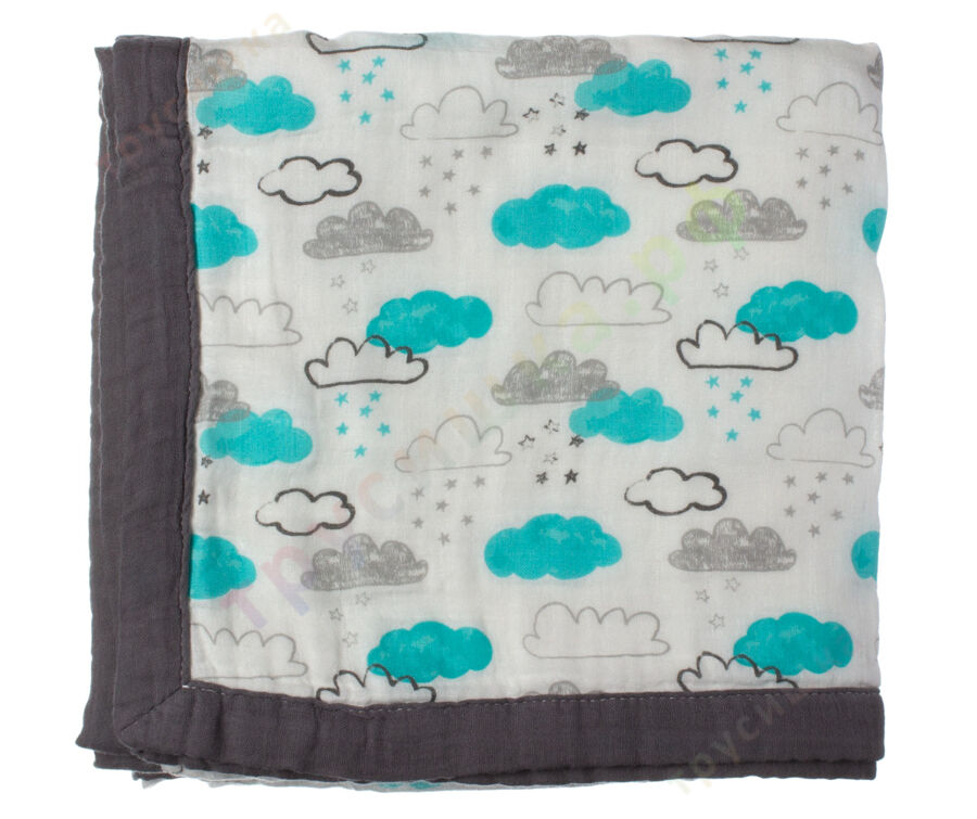Муслиновое одеяло Голубые облака, бамбук-хлопок, 6 слоев