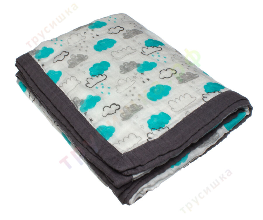 Муслиновое одеяло Голубые облака, бамбук-хлопок, 6 слоев