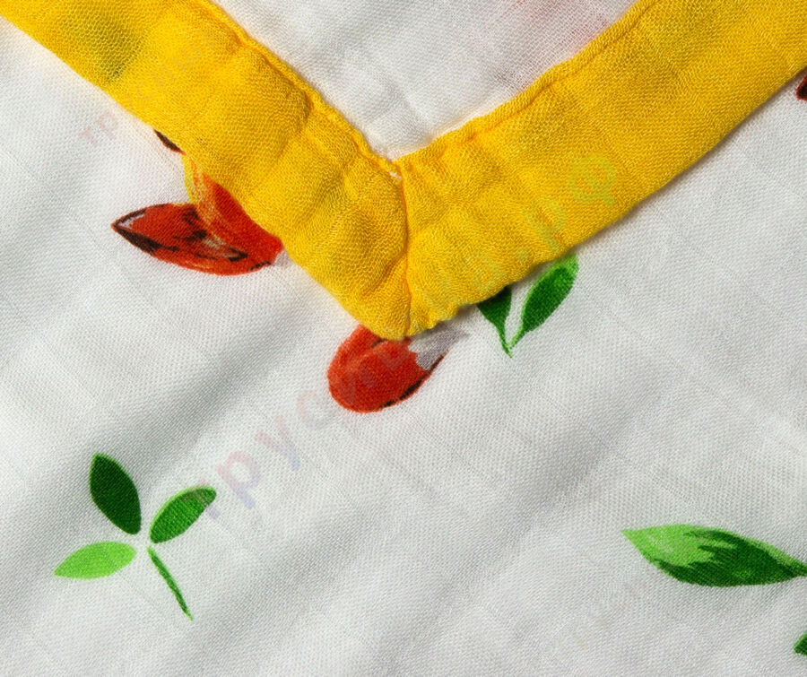 Муслиновое одеяло Лисенок на белом, бамбук-хлопок, 4 слоя