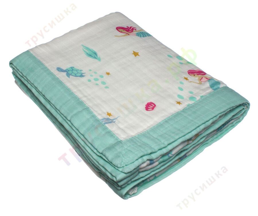 Муслиновое одеяло Русалочка, бамбук-хлопок, 6 слоев