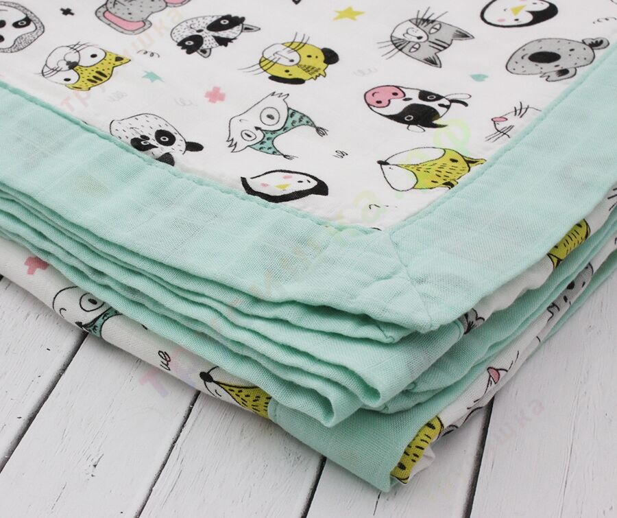 Муслиновое одеяло Животный мир, бамбук-хлопок, 4 слоя
