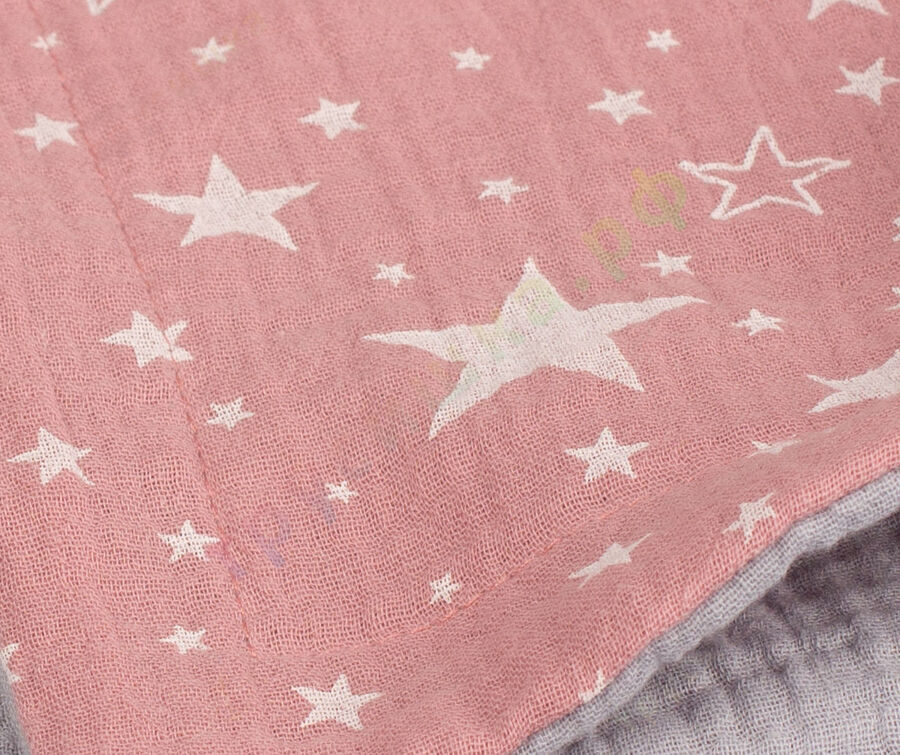 Муслиновый плед Звезды на пудре/Серый, 100 x 120 см, 4 слоя