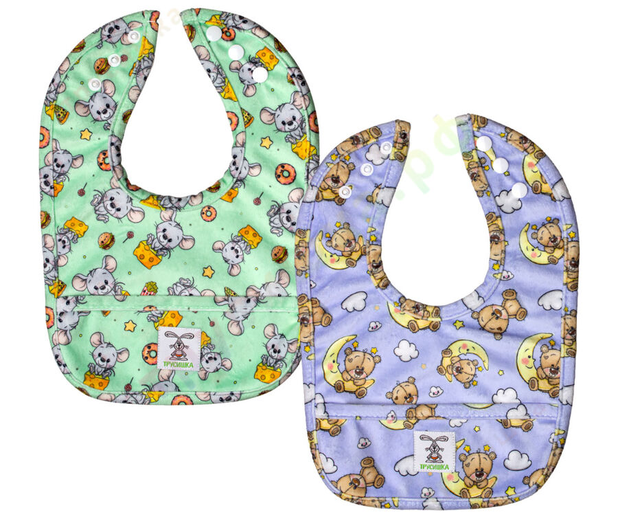 Набор нагрудников Трусишка Медвежонок и мышка, 2 шт.