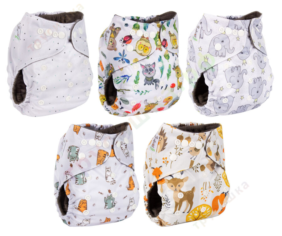 Набор подгузников Трусишка Бортики (бамбук-уголь) № 1, набор 5 шт