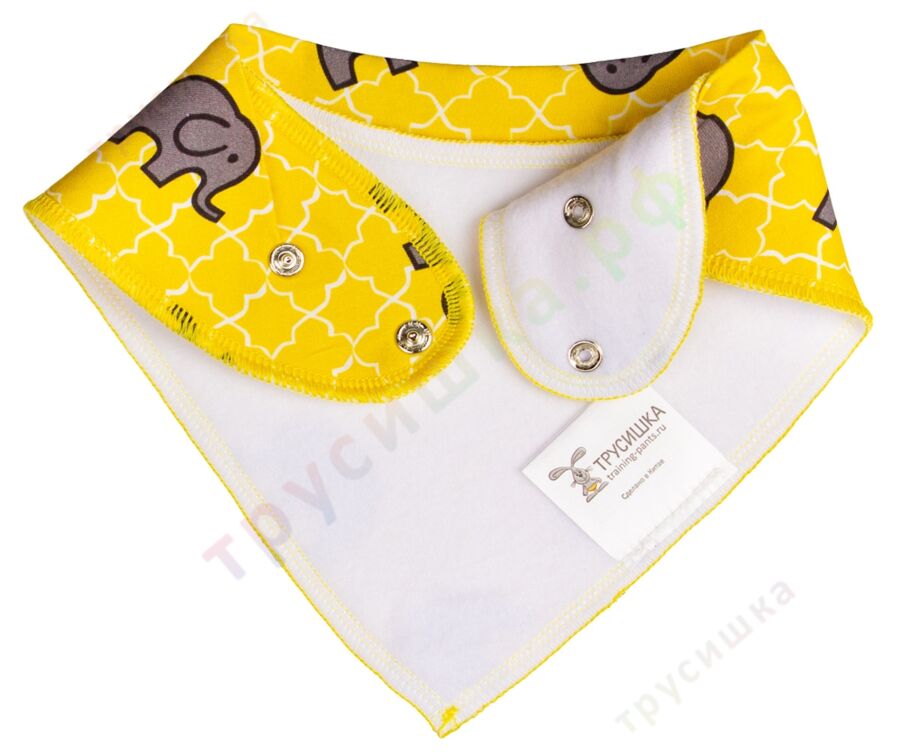 Набор слюнявчиков-бандан Слоны и Африка на желтом, 2 шт.