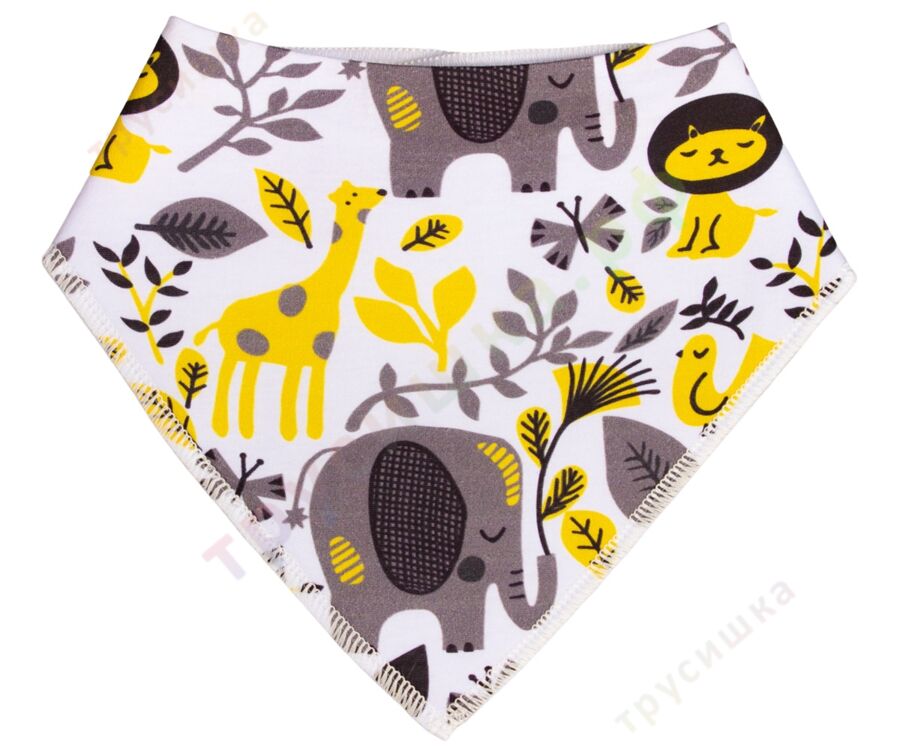 Набор слюнявчиков-бандан Слоны и Африка на желтом, 2 шт.