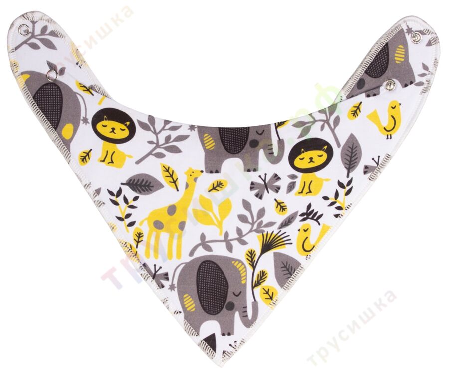 Набор слюнявчиков-бандан Слоны и Африка на желтом, 2 шт.