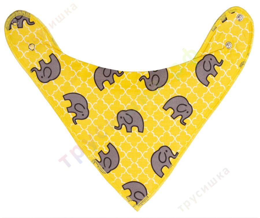 Набор слюнявчиков-бандан Слоны и Африка на желтом, 2 шт.