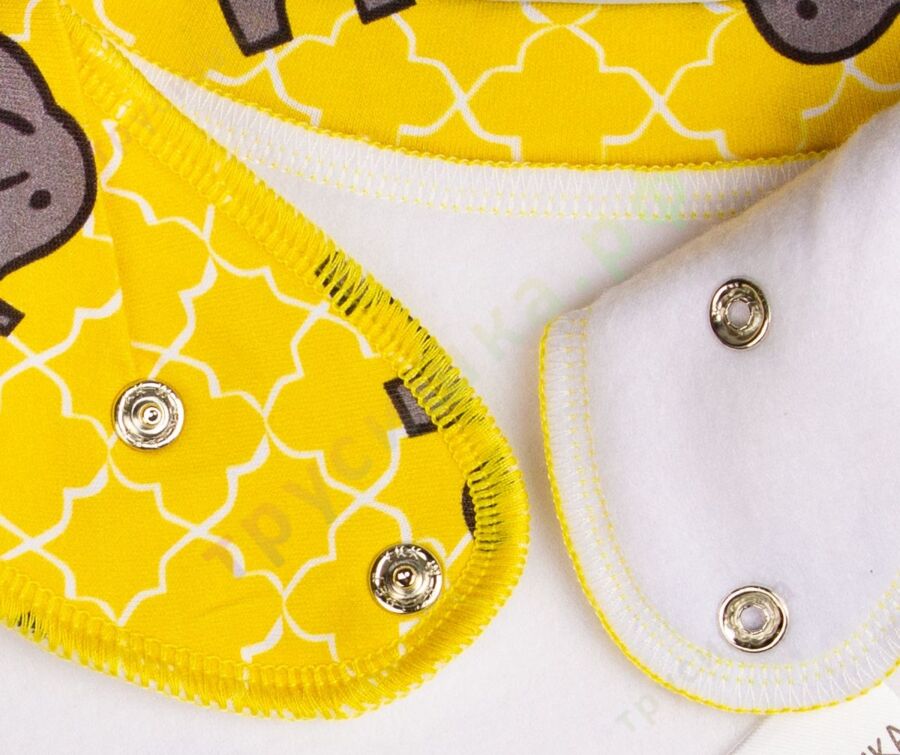 Набор слюнявчиков-бандан Слоны и Африка на желтом, 2 шт.