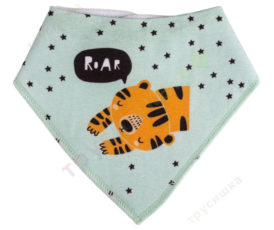Набор слюнявчиков-бандан Тигры на мятном, 2 шт.