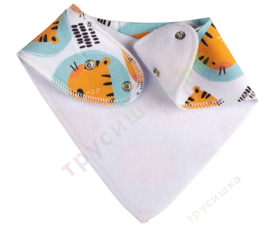 Набор слюнявчиков-бандан Тигры на мятном, 2 шт.