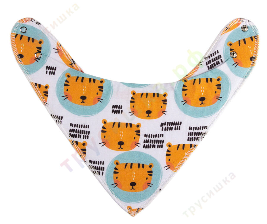 Набор слюнявчиков-бандан Тигры на мятном, 2 шт.