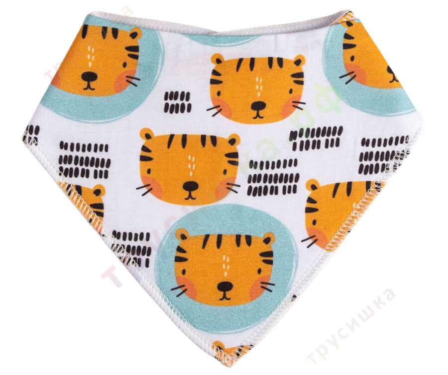 Набор слюнявчиков-бандан Тигры на мятном, 2 шт.
