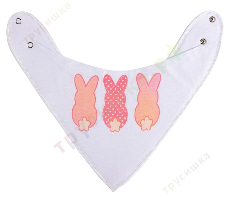 Набор слюнявчиков-бандан Зайчики на белом, 2 шт.