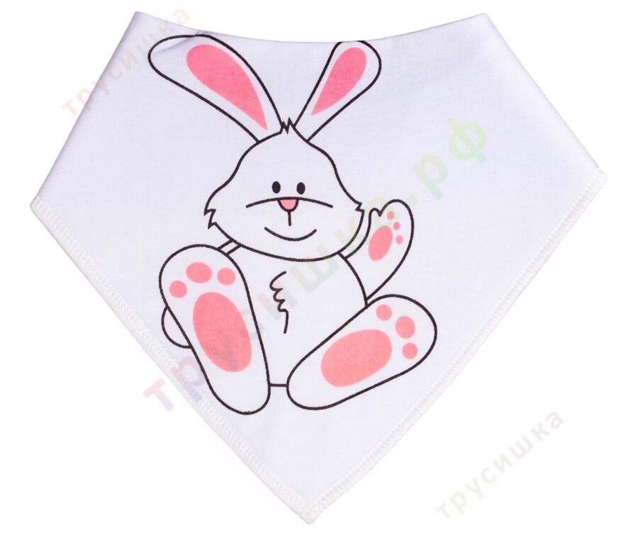 Набор слюнявчиков-бандан Зайчики на белом, 2 шт.
