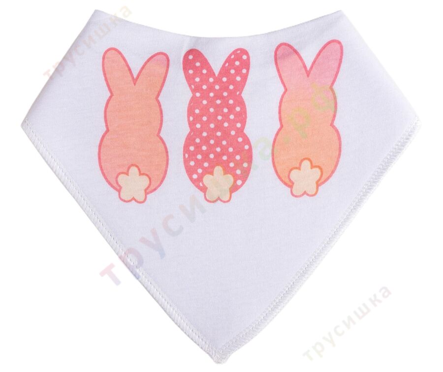 Набор слюнявчиков-бандан Зайчики на белом, 2 шт.
