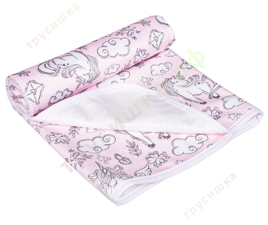 Непромокаемая пеленка Единорог на розовом 74*74