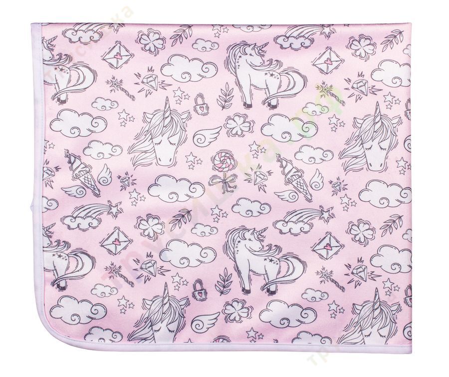 Непромокаемая пеленка Единорог на розовом 74*74